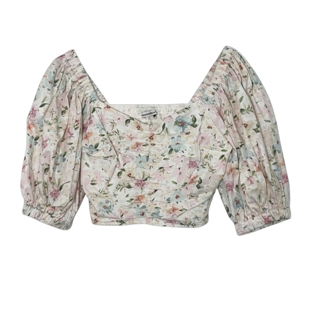 Abercrombie & Fitch Pastel Floral Puff Sleeve Crop Top Nwt